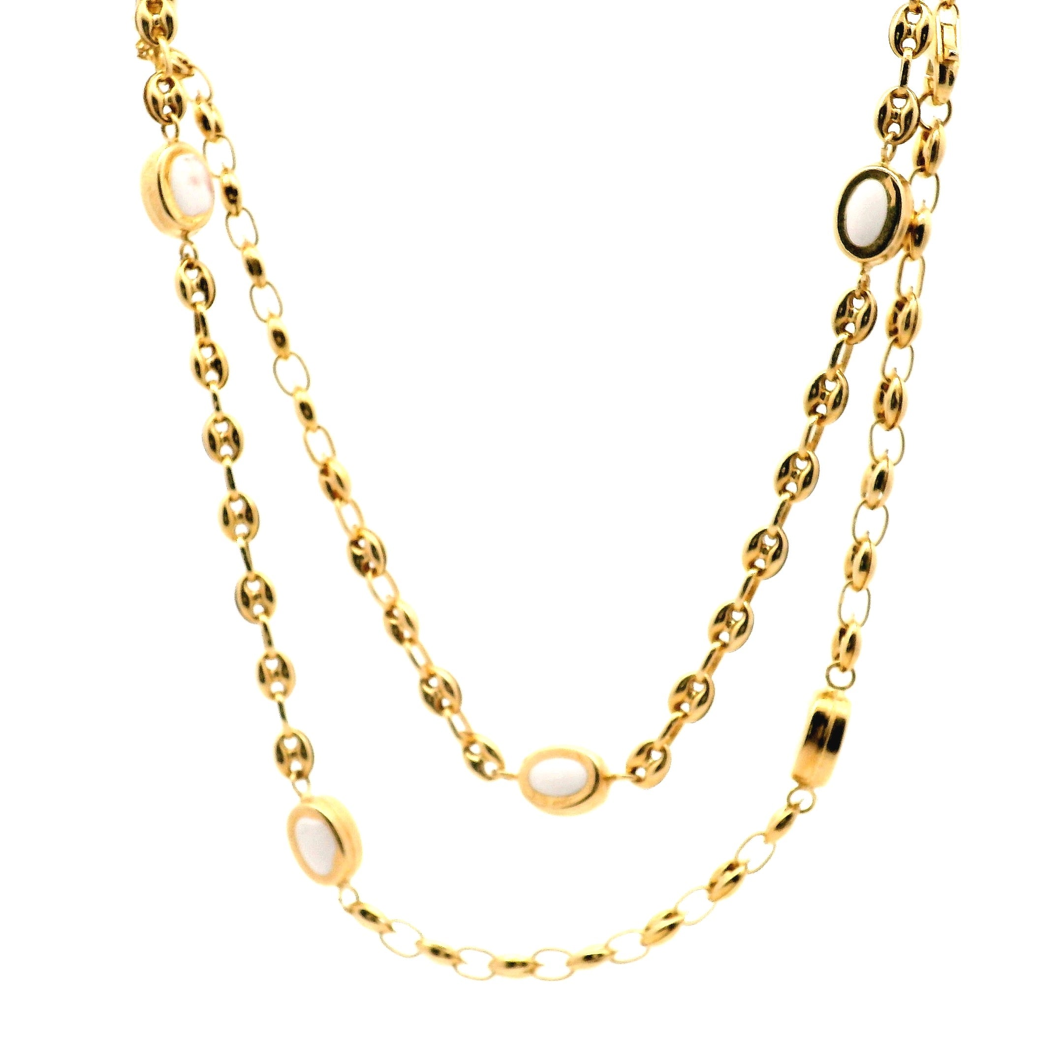 coffee bean link Necklace - No. 4351